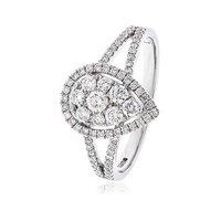 Hugh Rice 18ct White Gold and Diamond Cluster With Tear Drop Bezel Ring