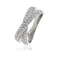 Hugh Rice 18ct White Gold and Diamond Double Crossover Ring