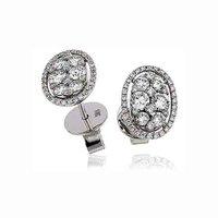 Hugh Rice 18ct White Gold Oval Diamond Cluster Earrings