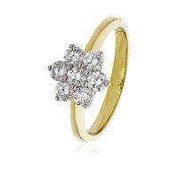 hugh rice 18ct yellow and white gold diamond 075ct daisy cluster ring