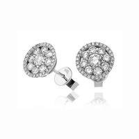 Hugh Rice 18ct White Gold Round Diamond Cluster Earrings