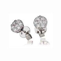 Hugh Rice 18ct White Gold and Diamond Daisy Cluster Earrings