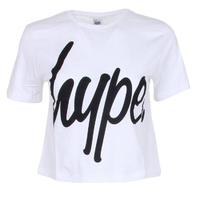 Hype Script Crop T-Shirt - White/Black