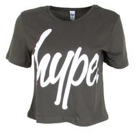 Hype Script Crop T-Shirt - Khaki/White