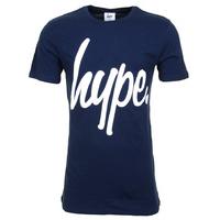 Hype Script T-Shirt - Navy/White