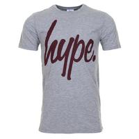 Hype Script T-Shirt - Grey/Burgundy