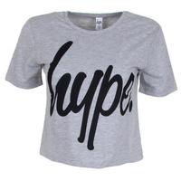 Hype Script Crop T-Shirt - Grey/Black