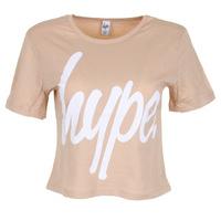 Hype Script Crop T-Shirt - Sand/White