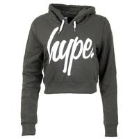 Hype Script Crop Womens Hoodie - Khaki/White