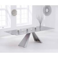 Hygena Extending Glass Dining Table In Light Grey And Metal Legs