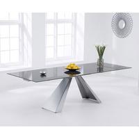 Hygena Extending Glass Dining Table In Dark Grey With Metal Legs