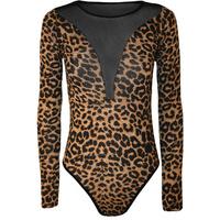 Hyacinth Leopard Print Long Sleeve Bodysuit - Leopard