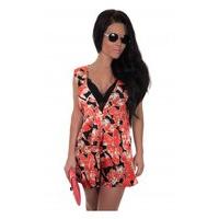 Hyper Eyelash Lace Playsuit In Burnt Orange