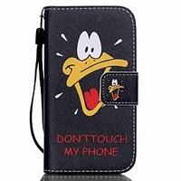 HZBYCYellow-Billed Duck Pattern PU Material Card Lanyard Case for iPhone 4/4S