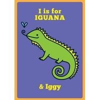 i is for iguana personalised card