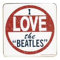 I Love The Beatles Single Cork Coaster