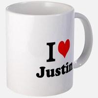 i heart justin ceramic mug