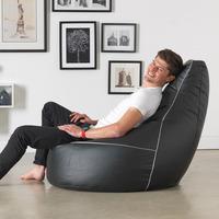 I-eX® Gaming Chair Bean Bag & Free Footstool, Black/Silver