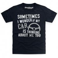 i wonder if my car kids t shirt