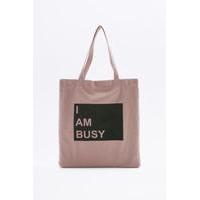 I Am Busy Canvas Tote, PINK