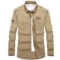 I wash the shirt cotton long sleeved frock V-neck shirt outdoor leisure coat color code DP loose