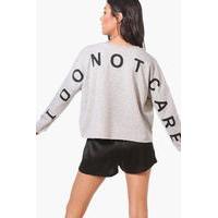 \'I Do Not Care\' Lounge Top - grey