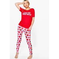 i like you berry much pj trouser set red