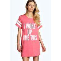 i woke up like this oversized tee night dress coral