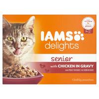 Iams Delights Wet Cat Food in Gravy Senior 12x85g
