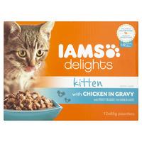 Iams Delights Wet Cat Food in Gravy Kitten 12x85g
