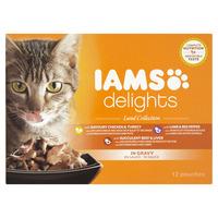 Iams Delights Pouch Cat Food Land Collection in Gravy 12 x 85g
