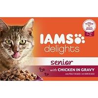 Iams Delights Cat Pouch Senior Chicken In Gravy 85g (Pack of 24)