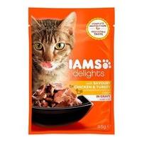 Iams Delights Cat Pouch Chicken Turkey In Gravy 85g (Pack of 24)