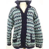 Ian Snow Size 16 Blue Tonal Knitted Jacket