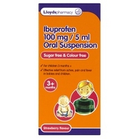Ibuprofen 100mg/5ml Oral Suspension Strawberry Flavour 3+ Months 100ml