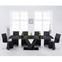 ibiza 180cm black glass extending dining table with ibiza chairs