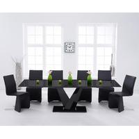 Ibiza 180cm Black Glass Extending Dining Table with Ibiza Chairs