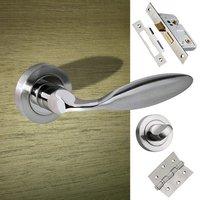 Ibiza Mediterranean Bathroom Lever on Rose - Satin Nickel Handle Pack