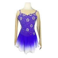 Ice Skating Dress Women\'s Half Sleeve Skating High Elasticity Figure Skating Dress Breathable Thermal / Warm Pearls Sequined Spandex Blue