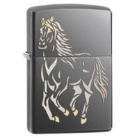 Ice Black Running Horse Zippo Lighter