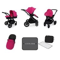 ickle bubba stomp v3 black frame all in one travel system pink