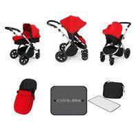 Ickle Bubba Stomp V3 Silver Frame All-in-one Travel System-Red