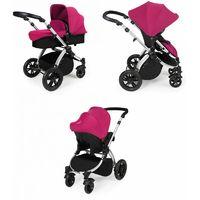 ickle bubba stomp v2 silver frame 3in1 travel system pink
