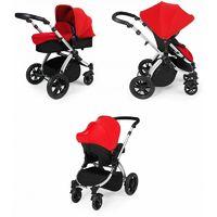 Ickle Bubba Stomp V2 Silver Frame 3in1 Travel System-Red