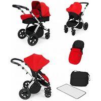 Ickle Bubba Stomp V2 Silver Frame All-in-one Travel System-Red