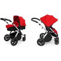 ickle bubba stomp v2 silver frame 2in1 pushchair red