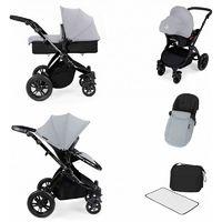 Ickle Bubba Stomp V2 Black Frame All-in-one Travel System-Silver