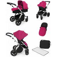 Ickle Bubba Stomp V2 Silver Frame All-in-one Travel System-Pink