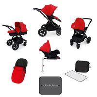 Ickle Bubba Stomp V3 Black Frame All-in-one Travel System With Isofix Base-Red