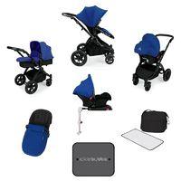 Ickle Bubba Stomp V3 Black Frame All-in-one Travel System With Isofix Base-Blue